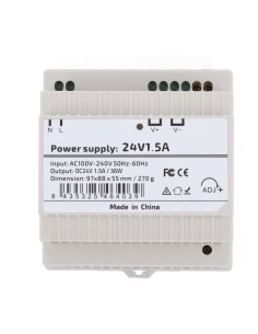 Comprar OEM DC24V1A5-DIN-P Fuente de alimentación  - Salida DC 24 V 1.5 A / 36 W - Voltaje entrada AC 100V ~ 240V 50Hz-60Hz -  9 2