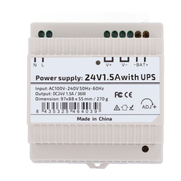 Comprar OEM DC24V1A5-DIN-UPS-P Fuente de alimentación  - Salida DC 24 V 1.5 A / 36 W - Voltaje entrada AC 100V ~ 240V 50Hz-60Hz 