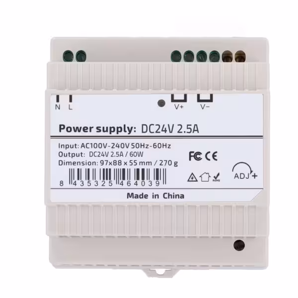 Kaufen OEM DC24V2A5-DIN-P Netzteil – Ausgang DC 24 V 2,5 A / 60 W – Eingangsspannung AC 100 V ~ 240 V 50 Hz–60 Hz – 9