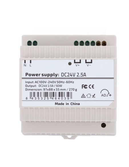 Comprar OEM DC24V2A5-DIN-P Fuente de alimentación  - Salida DC 24 V 2.5 A / 60 W - Voltaje entrada AC 100V ~ 240V 50Hz-60Hz -  9
