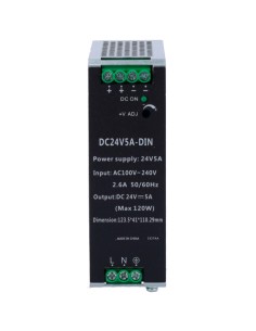 OEM DC24V5A-DIN Mudar a fonte de alimentação - DC Saída 24 V 5 A / 120 W - 2 Saídas - Tensão de entrada 100 v ~ 240 V - 123. 2
