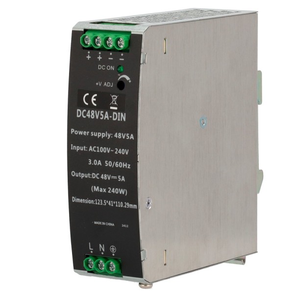 OEM DC48V5A-DIN Mudar a fonte de alimentação - DC Saída 48 V 5 A / 240 W - 2 Saídas - Entrada de tensão 100 v ~ 240 V - 123.