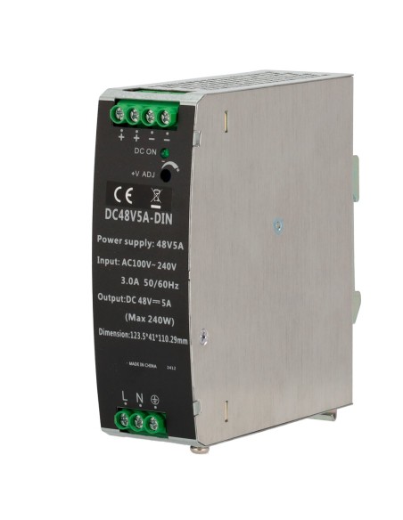 Comprar OEM DC48V5A-DIN Fuente de alimentación conmutada - Salida DC 48 V 5 A / 240 W - 2 salidas - Voltaje entrada 100 V ~ 240 