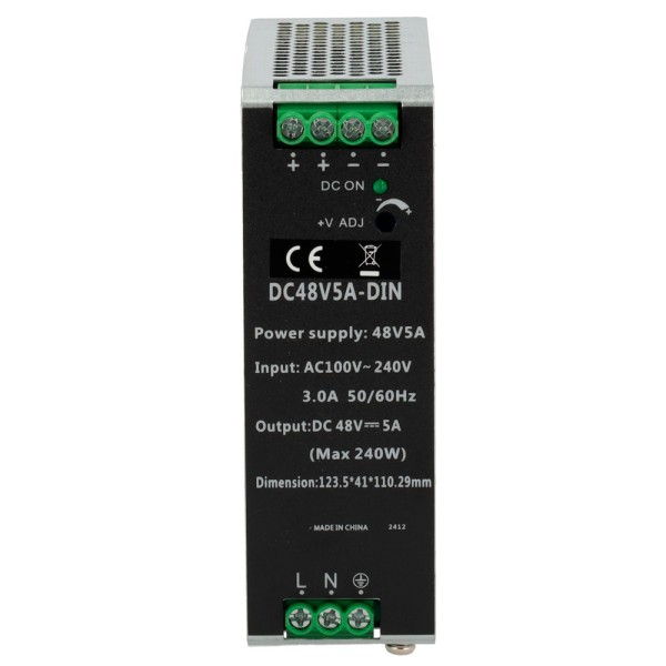 OEM DC48V5A-DIN Mudar a fonte de alimentação - DC Saída 48 V 5 A / 240 W - 2 Saídas - Entrada de tensão 100 v ~ 240 V - 123.