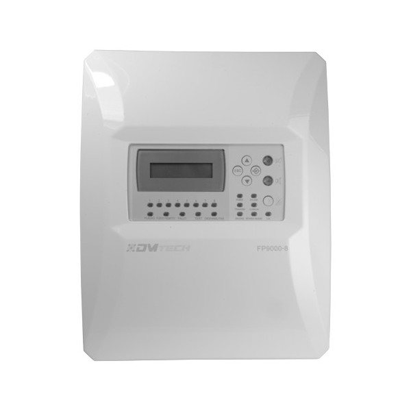 DMTech DMT-FP9000-8 Central convencional de 8 zonas com tela LCD - 2 Saída de Sirene - 2 Saídas de alarme e falha e 2 sali