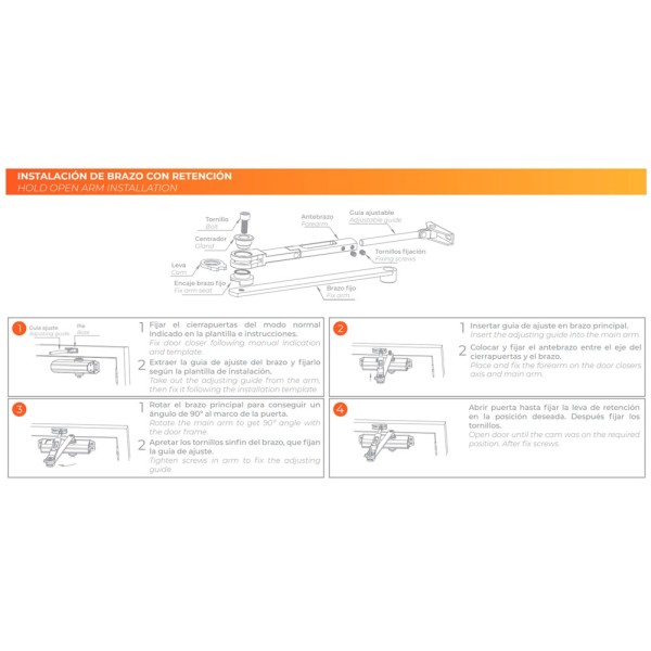 Comprar DORCAS DR-D-22194 Cierrapuertas de brazo articulado - Instalación de superficie y reversible - Apertura con fuerza reduc