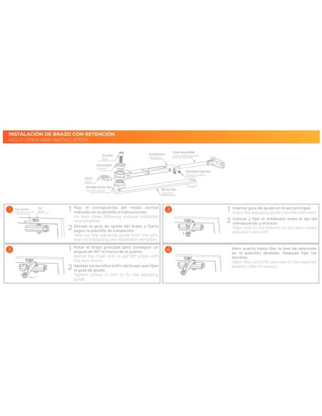 Dorcas DR-D-22194 ARM Articulado mais perto - Superfície e reversível Instalação - Abertura com força reduzida - PU