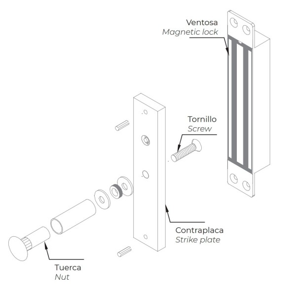 Acheter DORCAS DR-M-M600MS Ventouse électromagnétique Dorcas - Pour porte simple - Force de retenue 280 kg - Mode d’ouverture