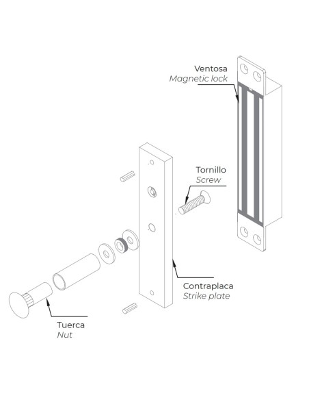 Comprar DORCAS DR-M-M600MS Ventosa electromagnética Dorcas - Para puerta sencilla - Fuerza de retención 280 kg - Modo de apertur