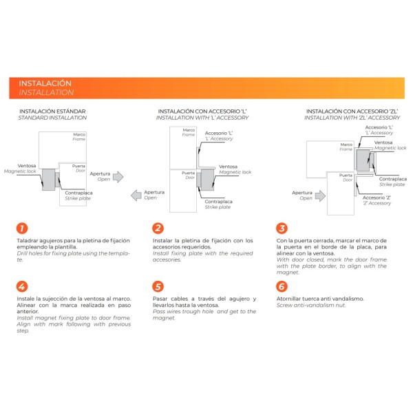 Dorcas DR-M-M600MS Dorcas Eletromagnéticas - Para a Porta Simples - Força de Retenção 280 kg - Modo de abertura Fail S