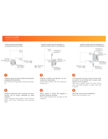 Comprar DORCAS DR-M-M600MS Ventosa electromagnética Dorcas - Para puerta sencilla - Fuerza de retención 280 kg - Modo de apertur