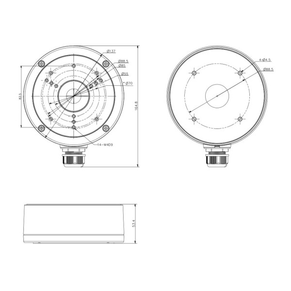Comprar HIKVISION DS-1280ZJ-S-BLACK Caja de conexiones - Para cámaras domo o bullet - Apto para uso exterior - Instalación en te