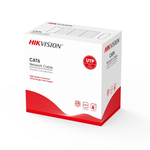 Hikvision DS-1LN6-EU-W HIKVISION Cabo Categoria 6 - Driver OFC, 99,5% de cobre - Diâmetro 24 AWG-0.53mm - Certificado ECA / U