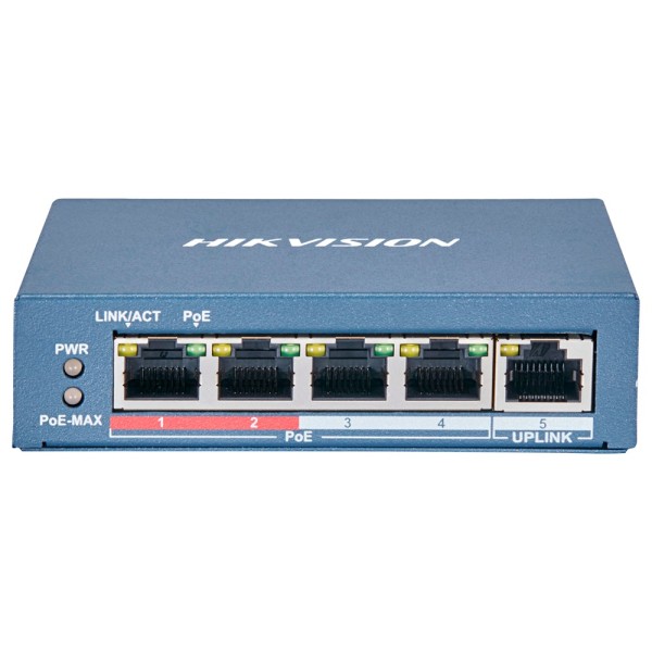 Comprar HIKVISION DS-3E0105P-E(B) Switch de sobremesa Hikvision - 4 puertos PoE + 1 puerto Uplink (RJ45) - Velocidad 10/100 Mbps