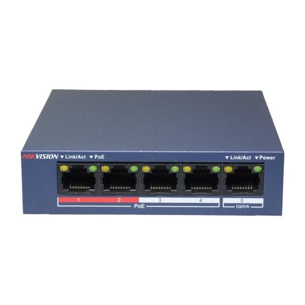 Acheter HIKVISION DS-3E0105P-E/M(B) commutateur de bureau Hikvision - 4 ports PoE + 1 port Uplink (RJ45) - Vitesse 10/100 Mb