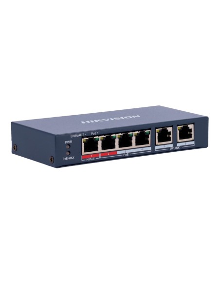 Acquistare HIKVISION DS-3E0106HP-E Switch PoE Hikvision - 4 porte 10/100 Mbps PoE + 2 Uplink 10/100 Mbps - 1 Porta PoE++ 802.3af