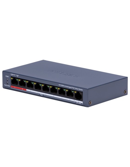 Hikvision DS-3E0109P-E / m (c) Switch HIKVISION - 8 portas PoE + 1 Port Alclink (RJ45) - Velocidade 10/100 Mbps - tem