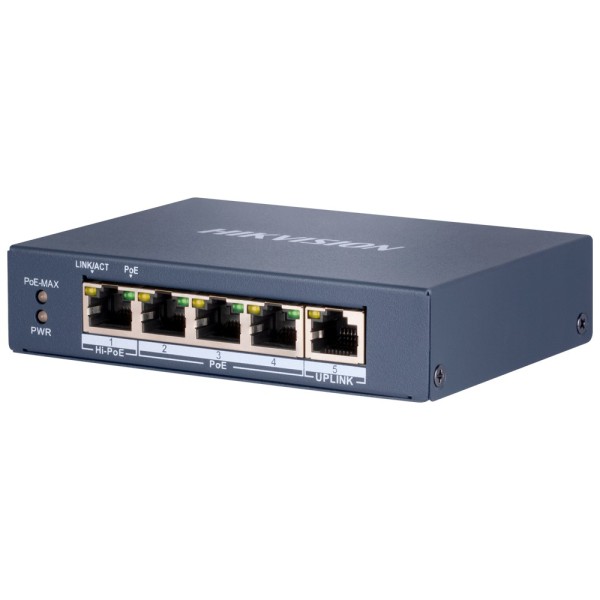 Acheter HIKVISION DS-3E0505HP-E Switch PoE Hikvision - 4 RJ45 Gigabit + 1 liaison montante Gigabit RJ45 - 3 PoE+ 802.3af/at + 1 