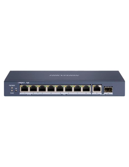 HIKVISION DS-3E0510HP-E Switch Hi-Poe Hikvision - 8 portas Poe + 1 UPLINE RJ45 + 1 UPLINE SFP - Gigabit 10 Velocidade da porta