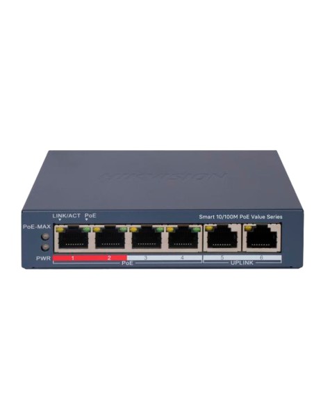 Kaufen HIKVISION DS-3E1106P-EI/M Hikvision Switch PoE verwaltbar – 4 PoE-Ports 802.3af/at + 2 Uplink – Geschwindigkeit 10/100 Mb