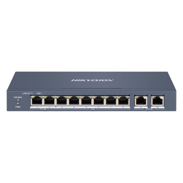Kaufen HIKVISION DS-3E1310HP-EI Hikvision Switch PoE verwaltbar – 8 Ports PoE 802.3af/at/bt + 2 Uplinks – Geschwindigkeit 10/100