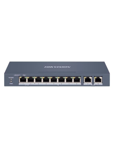 Kaufen HIKVISION DS-3E1310HP-EI Hikvision Switch PoE verwaltbar – 8 Ports PoE 802.3af/at/bt + 2 Uplinks – Geschwindigkeit 10/100