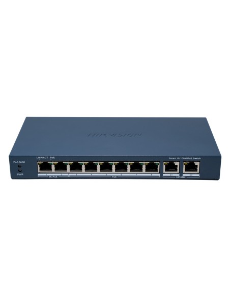 Comprar HIKVISION DS-3E1310HP-EI(B) Hikvision Switch PoE Gestionable - 8 Puertos PoE 802.3af/at/bt + 2 Uplinks - Velocidad 10/10