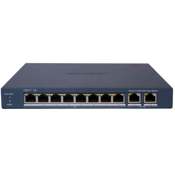Comprar HIKVISION DS-3E1310P-EI/M Hikvision PoE Switch Gestionable - 8 puertos PoE 802.3af/at + 2 Uplink RJ45 - 8 RJ45 10/100 Mb