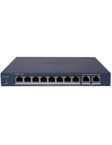 Hikvision DS-3E1310P-EI / M Hikvision PoE Interruptor Germabilable - 8 portas Poe 802.3AF / AT + 2 UPLINK RJ45 - 8 RJ45 10/100 M