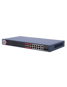 Hikvision DS-3E1318P-EI (b) Switch Poe Hikvision - 16 portas RJ45 Fe + 2 Portas Gigabit RJ45 / SFP - 16 PoE + 802.3AF / ATR