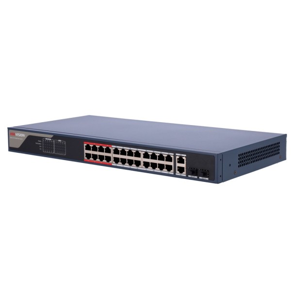 Hikvision DS-3E1326P-EI (b) Switch Poe Hikvision - 24 portas RJ45 Fe + 2 portas Gigabit RJ45 / SFP - 24 portas PoE + 802.3AF / a