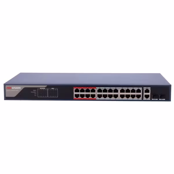 Comprar HIKVISION DS-3E1326P-EI(B) Hikvision Switch PoE Gestionable - 24 Puertos PoE 802.3af/at + 2 Combos Gigabit - Velocidad 1