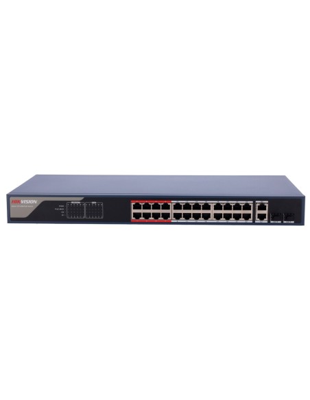 Hikvision DS-3E1326P-EI (b) Switch Poe Hikvision - 24 portas RJ45 Fe + 2 portas Gigabit RJ45 / SFP - 24 portas PoE + 802.3AF / a