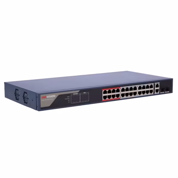 Comprar HIKVISION DS-3E1326P-EI(B) Hikvision Switch PoE Gestionable - 24 Puertos PoE 802.3af/at + 2 Combos Gigabit - Velocidad 1