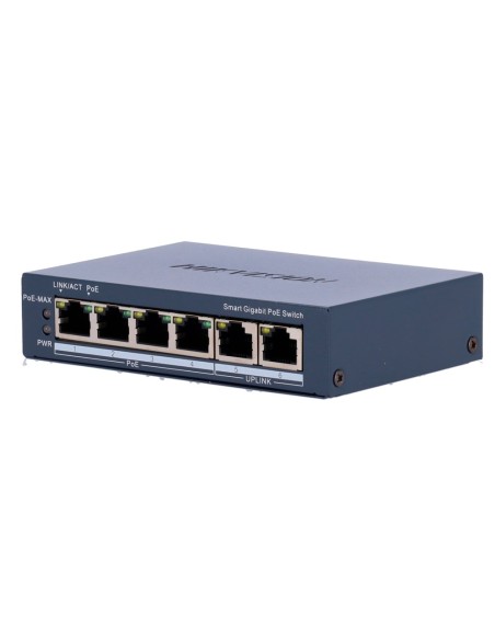 Comprar HIKVISION DS-3E1506P-EI Hikvision Gigabit PoE Switch Gestionable - 4 puertos PoE 802.3af/at + 2 Uplink RJ45 - 4 RJ45 10/