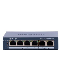 Comprar HIKVISION DS-3E1506P-EI Hikvision Gigabit PoE Switch Gestionable - 4 puertos PoE 802.3af/at + 2 Uplink RJ45 - 4 RJ45 10/ 2
