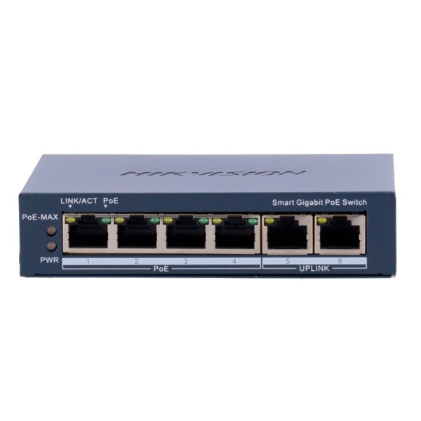 Hikvision DS-3E1506P-EI Hikvision Gigabit PoE Switch Management - 4 POS 802.3AF / AT + 2 UPLINK RJ45 - 4 RJ45 10/100/1000