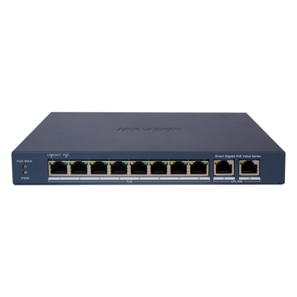Comprar HIKVISION DS-3E1510P-EI/M Hikvision PoE Switch Gestionable - 8 puertos PoE 802.3af/at + 2 Uplink RJ45 - 8 RJ45 10/100/10