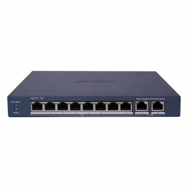 Comprar HIKVISION DS-3E1510P-EI/M Hikvision Switch PoE Gestionable - 8 Puertos PoE 802.3af/at + 2 Uplinks - Velocidad Gigabit 10
