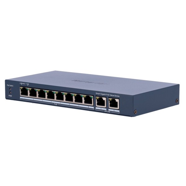 Comprar HIKVISION DS-3E1510P-EI/M(B) Hikvision PoE Switch Gestionable - 8 puertos PoE 802.3af/at + 2 Uplink RJ45 - 8 RJ45 10/100