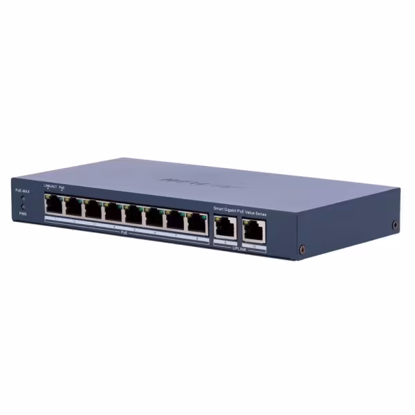 Comprar HIKVISION DS-3E1510P-EI/M(B) Hikvision Switch PoE Gestionable - 8 Puertos PoE 802.3af/at + 2 Uplinks - Velocidad Gigabit