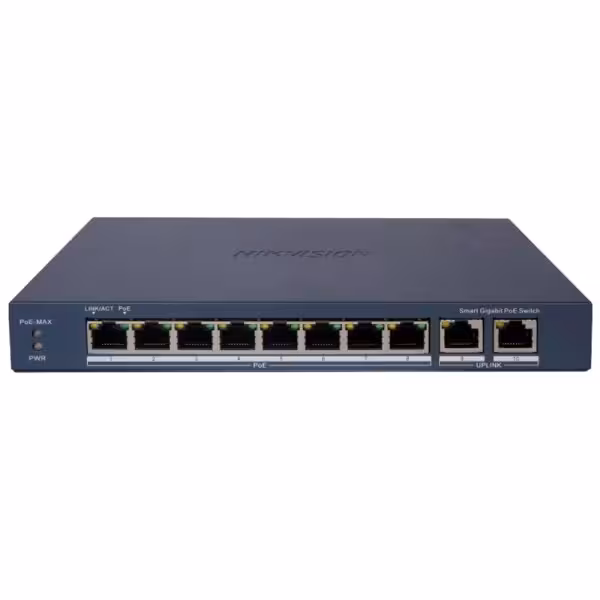 Comprar HIKVISION DS-3E1510P-EIV2 Hikvision Switch PoE Gestionable - 8 Puertos PoE 802.3af/at + 2 Uplinks - Velocidad Gigabit 10