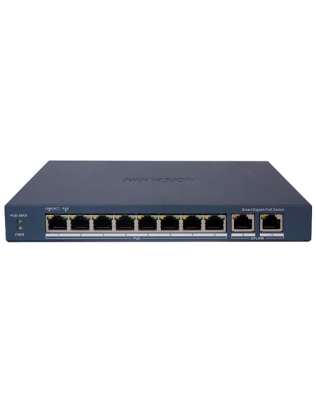 Hikvision DS-3E1510P-EIV2 Hikvision PoE Managerial Interruptor - 8 portas Poe 802.3AF / AT + 2 UPLINK RJ45 - 8 RJ45 10/100/1000 