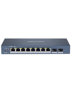 Comprar HIKVISION DS-3E1510P-SI Switch PoE Hikvision - 8 puertos RJ45 Gigabit + 2 puertos SFP - 8 Puertos PoE+ 802.3af/at - Hast