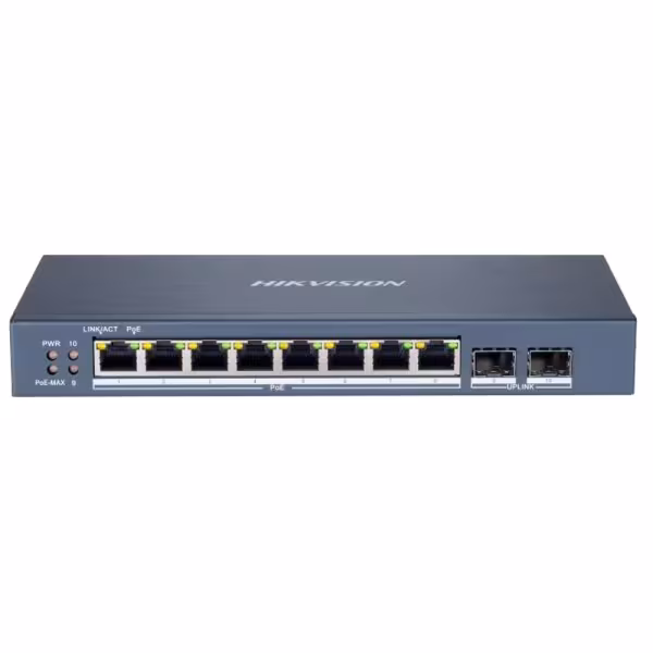 Comprar HIKVISION DS-3E1510P-SI Hikvision Switch PoE Gestionable - 8 Puertos PoE 802.3af/at + 2 Uplinks SFP - Velocidad Gigabit 