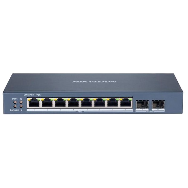 Hikvision DS-3E1510P-SI Switch Poe Hikvision - 8 portas RJ45 Gigabit + 2 portas SFP - 8 portas PoE + 802.3AF / AT - até 110W D