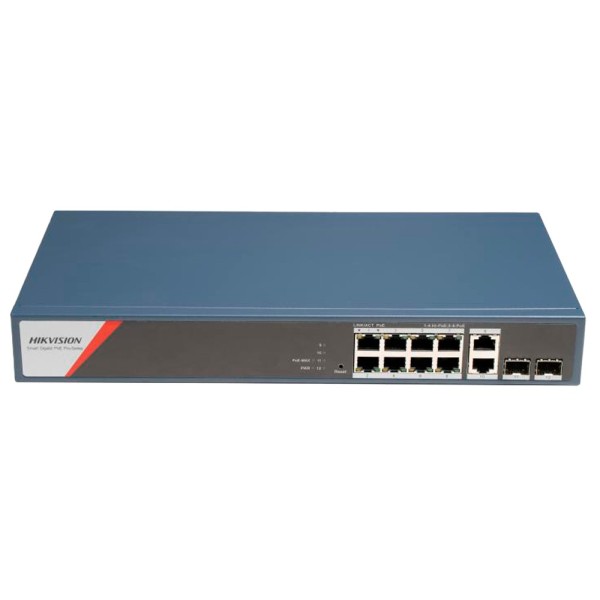 Acquistare HIKVISION DS-3E1512HP-SI-8P2T2F Switch Hikvision PoE gestibile - 8 porte PoE Gigabit + 4 uplink Gigabit - Due porti
