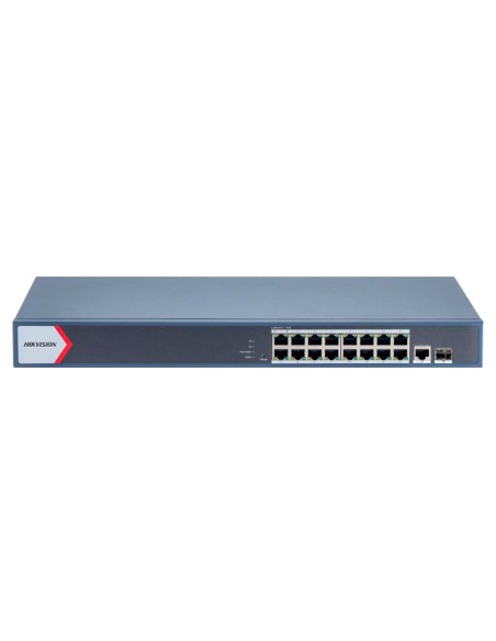 Acheter HIKVISION DS-3E1518P-EI Switch Hikvision PoE gérable - 16 ports PoE Gigabit + 2 uplinks Gigabit - Un port RJ45 D