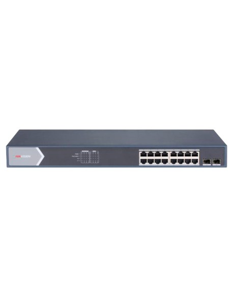 Comprar HIKVISION DS-3E1518P-SI Switch PoE Hikvision - 16 puertos RJ45 GE + 2 puertos Gigabit SFP - 16 Puertos PoE+ 802.3af/at -
