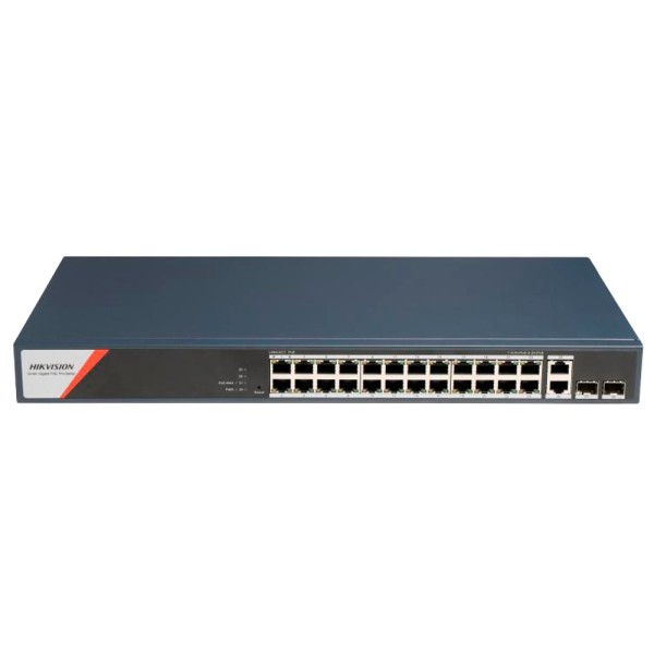 Hikvision DS-3E1528HP-SI-24P2T2F Switch Poe Hikvision - 24 portas RJ45 GE + 2 portas Gigabit RJ45 / SFP - 24 portas PoE + 802.3A